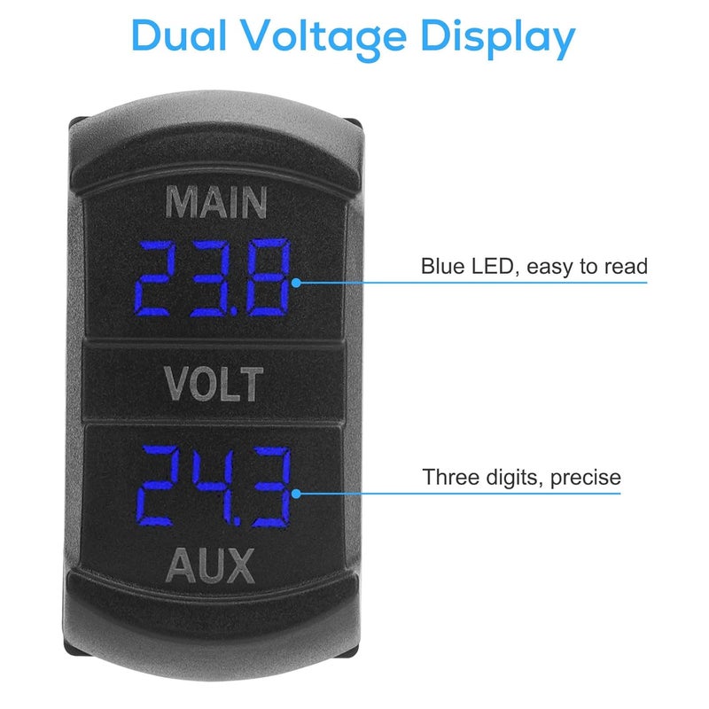 Linkstyle Double LED Digital Voltmeter, 12V Voltmeter Gauge, Dual Voltage Meter, Voltage Gauge Battery Monitor for Car - Image 2